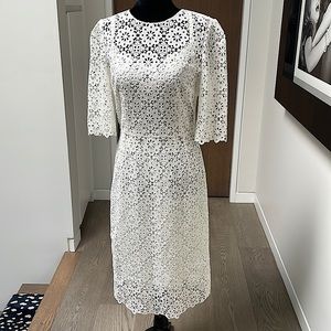 Dolce & Gabbana crochet 3/4 sleeve dress with silk stretch camisole slip